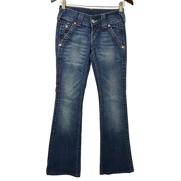 Sz 26 Y2K VTG True Religion Low Rise Wide Band Jeans USA Made Elena Gilbert 2000 - Picture 2 of 7